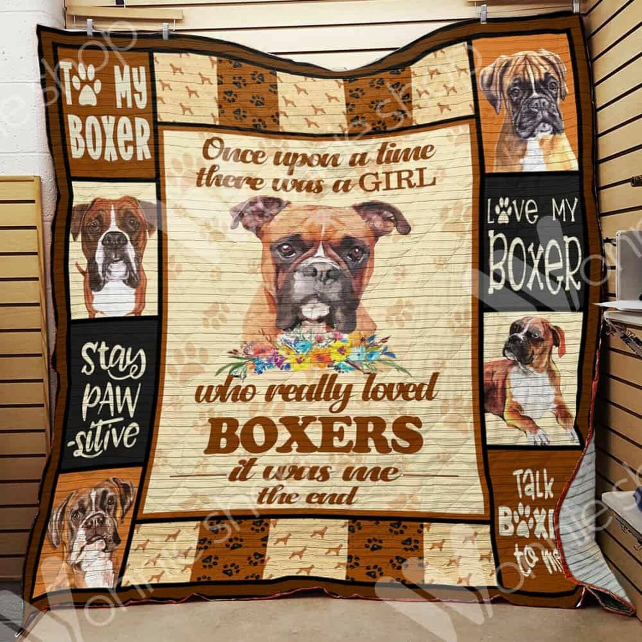 Boxer Dog Quilt Bedding Set Personalized with Name for Home Decor and Picnic - Great Family Gifts