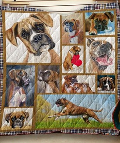 Boxer My Heart My Love Quilt Bedding Set Blanket Bedroom Decor, Gifts for Family