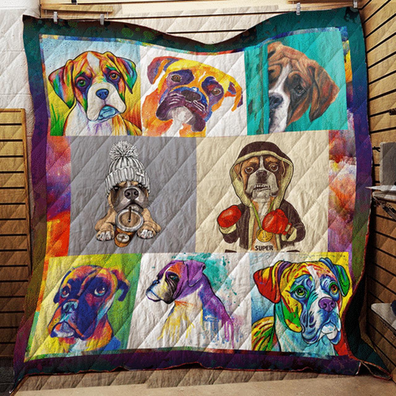 Boxer Quilt Bedding Set for Home Decoration and Picnic, Gifts for Family