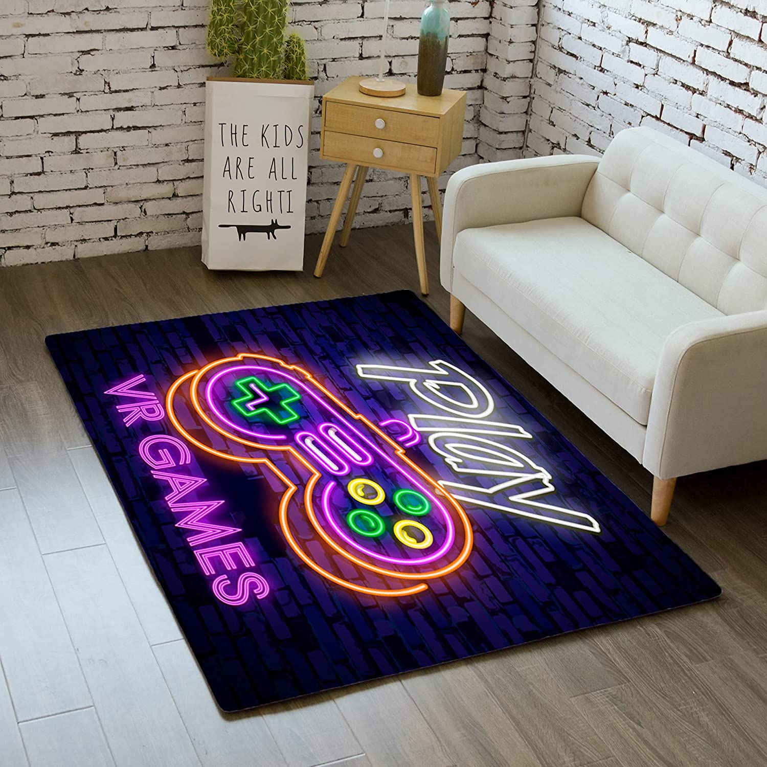 Boys Gamepad Area Rugs - 3D Printed Controller Decor for Dining Living Play Room Mat Bedroom Home