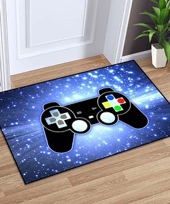 Boys' Gamer Theme Carpets Gaming Room: Modern Gaming Space Blue Starry Sky Printed Carpets