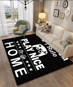 Boys Gaming Area Rugs Carpet for Bedroom Living Room Rug Black and White Floor Mat Home Decor