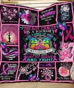 Breast Cancer Warrior Quilt Bedding Set Blanket - Great for Family Gifts