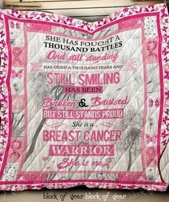 Breast Cancer Warrior Quilt Bedding Set - Personalized Gift