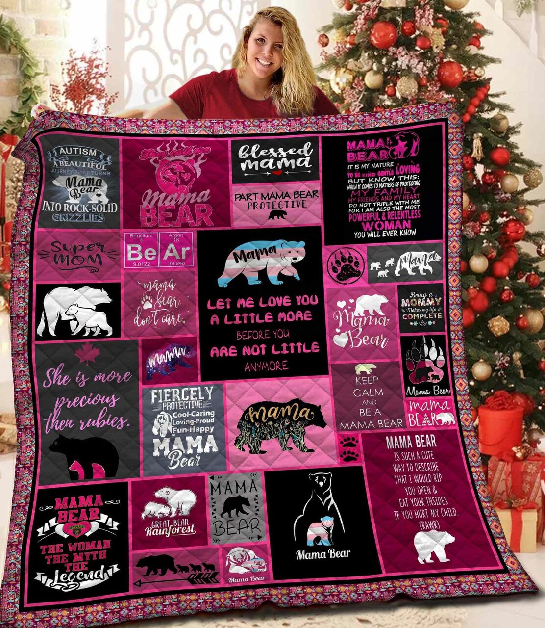 Bring Personality to Your Bedding with a Personalized Bear Quilt Bedding Set - Perfect for Home Decor and Picnics