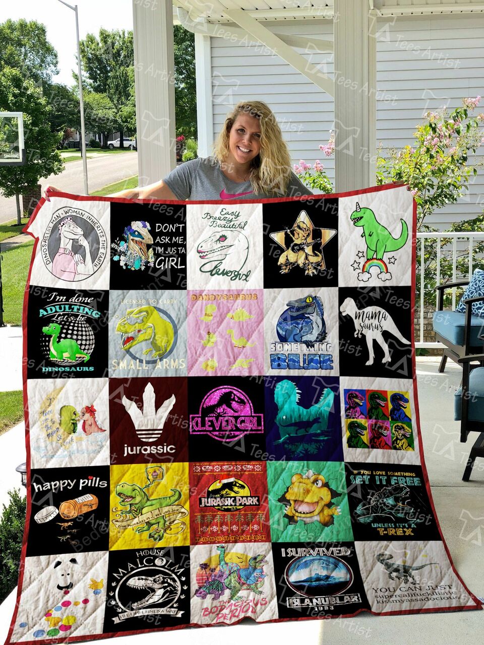 Bring the Adventure Home with Jurassic Park Quilt Bedding Set Blanket, Great for Bedroom Decor and Family Gifts