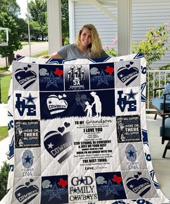 Broncos Personalized To My Grandson Quilt Bedding Set for Bedroom Decor