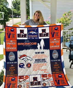 Broncos To My Son Love Mom Personalized Quilt Bedding Set for Home Decoration, Gifts for Family