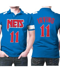 Brooklyn Nets Kyrie Irving 11 2021 City Edition Blue Jersey Inspired Style Polo Shirt