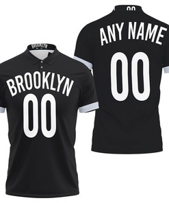 Brooklyn Nets Swingman Personalized Black Icon Edition 2019 Jersey Inspired Style Polo Shirt