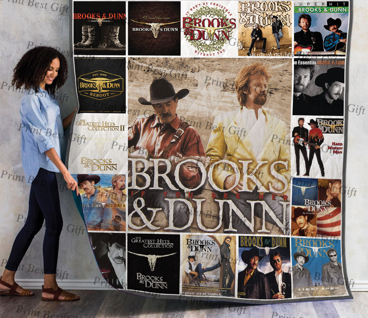 Brooks & Dunn Albums Cover Poster Quilt Bedding Set - Great for Bedroom Decor and Family Gifts