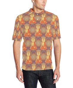 Buddha Indian Colorful Print Men Polo Shirt