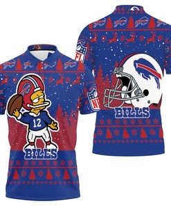 Buffalo Bills Number 12 The Simpsons Cartoon Art Style 3D Polo Shirt