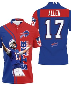 Buffalo Bills Number 17 Josh Allen 3D Polo Shirt