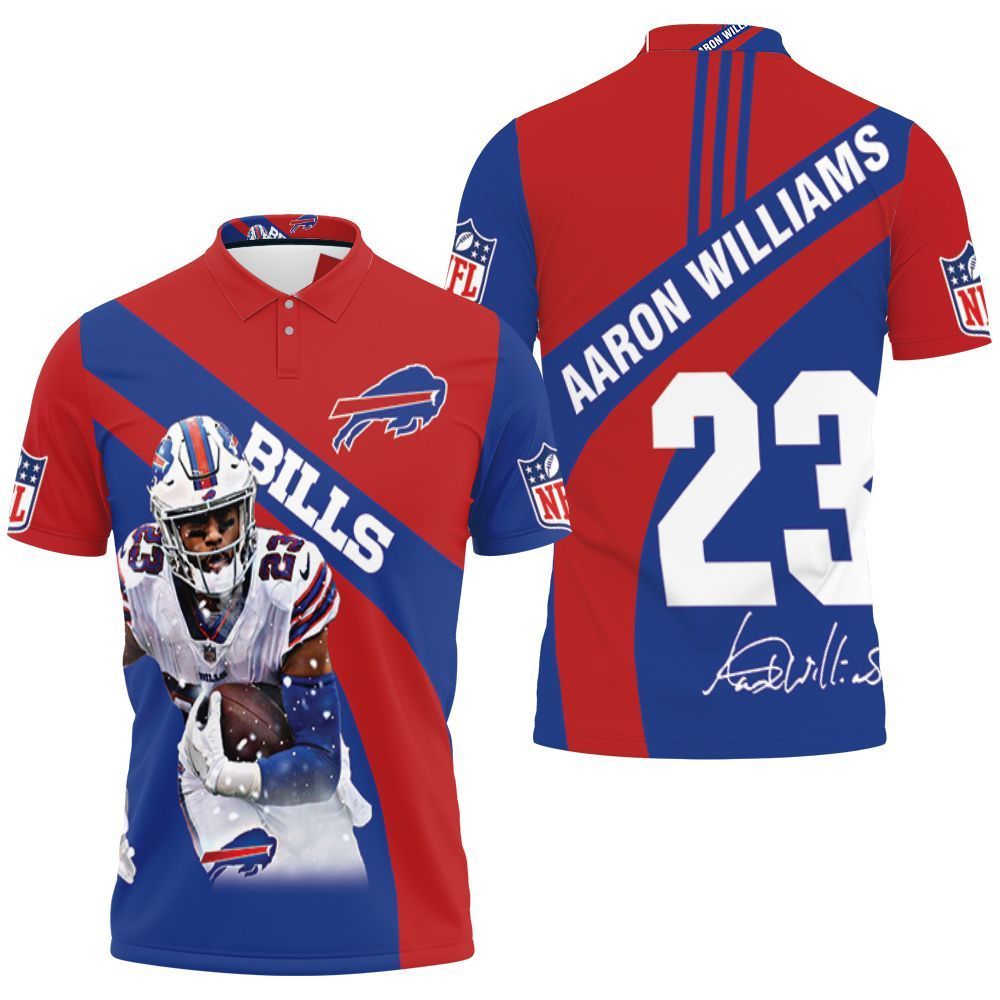 Buffalo Bills Number 23 Aaron Williams With Sign 3D Polo Shirt