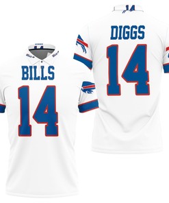 Buffalo Bills Stefon Diggs 14 White Jersey Inspired Style Polo Shirt