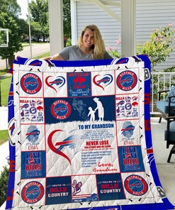 Buffalo Bills To My Grandson Love Grandmom Quilt Bedding Set Bedroom Decor, Gifts for Family
