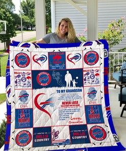 Buffalo Bills To My Grandson Love Grandpa Quilt Bedding Set Bedroom Decor, Gifts for Family