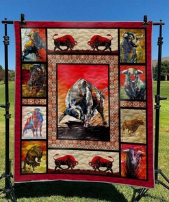 Bull Quilt Blanket Bedding Set with Customizable Name for Home Decoration, Great for Family Gifts