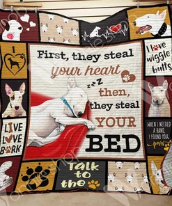 Bull Terrier Dog Quote Blanket Quilt Bedding Set - Great for Bedroom Decor and Family Gifts