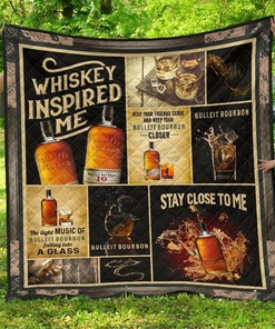 Bulleit Bourbon Whiskey Inspired Me Gift Idea Quilt Bedding Set Bedroom Decor, Gifts for Family