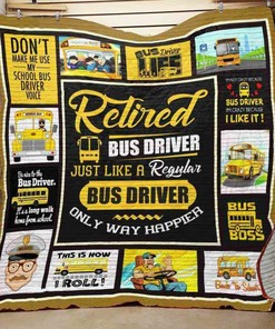 Bus Driver Quilt Blanket Bedding Set for Family Gifts and Home Decor, Personalized
