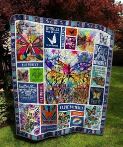 Butterfly Personalized Quilt Blanket Bedding Set, Great for Bedroom Decoration and Family Gifts