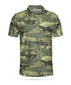 Camouflage Shark Pattern Short Sleeve Polo Shirt
