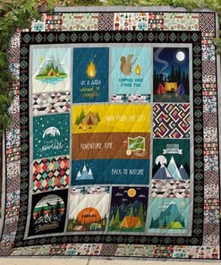 Camping Back To Nature Quilt Bedding Set Blanket Bedroom Decor, Gifts for Family