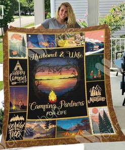 Camping Husband And Wife Personalized Quilt Bedding Set for Home Decoration, Gifts for Family