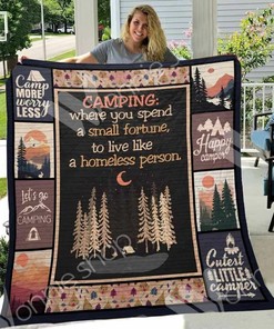 Camping Sd Personalized Quilt Blanket Bedding Set, Ideal for Home Decoration and Family Gifts