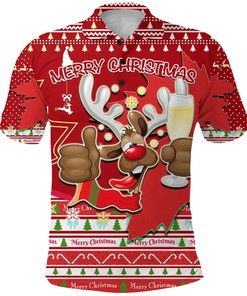 Canada Christmas Moose Polo Shirt Maple Leaf Version K13