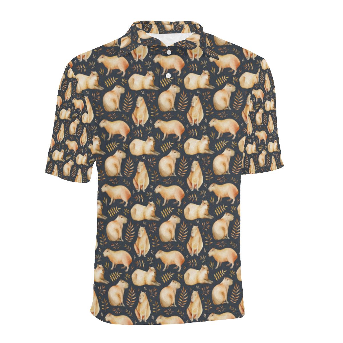 Capybara Pattern Print Design 02 Men Polo Shirt - Image 2