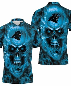 Carolina Panthers Steelers Nfl Fans Skull Polo Shirt