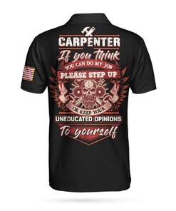Carpenter Proud Skull Black And White 3D Short Sleeve Polo Shirt