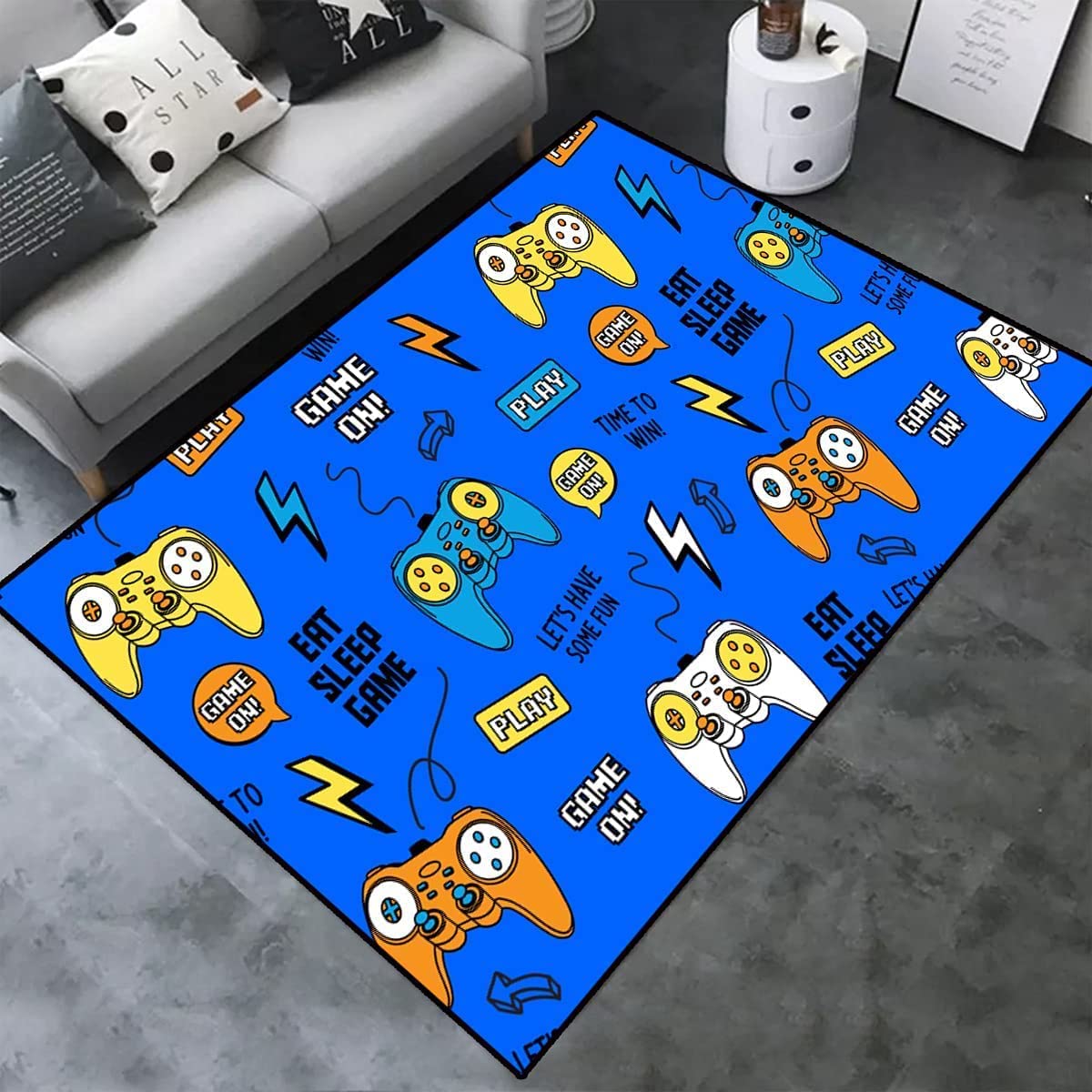 Carpets for Kids Boys Bedroom Black Area Rugs Gaming Room Rug Game Controller Gamepad