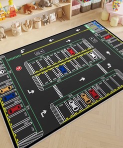 Cartoon Parking Lot Carpet Boys and Girls, Game Toys Car Play Mat, Room Crawling Mat Floor Mat