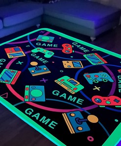 Casual Game Room Mat: Blacklight Gaming Area Rug for Boys and Girls