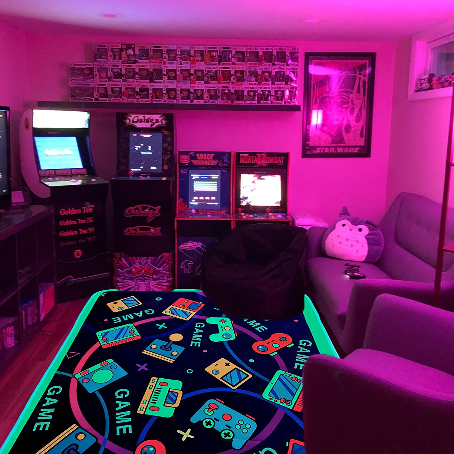Casual Game Room Mat: Blacklight Gaming Area Rug for Boys and Girls - Image 2