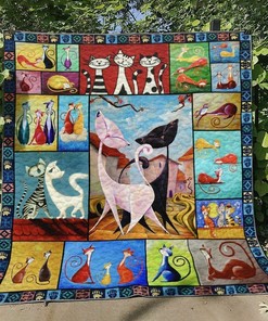 Cat D010721 Quilt Bedding Set with Custom Name, Suitable for Home Decor and Picnic, Gifts for Family