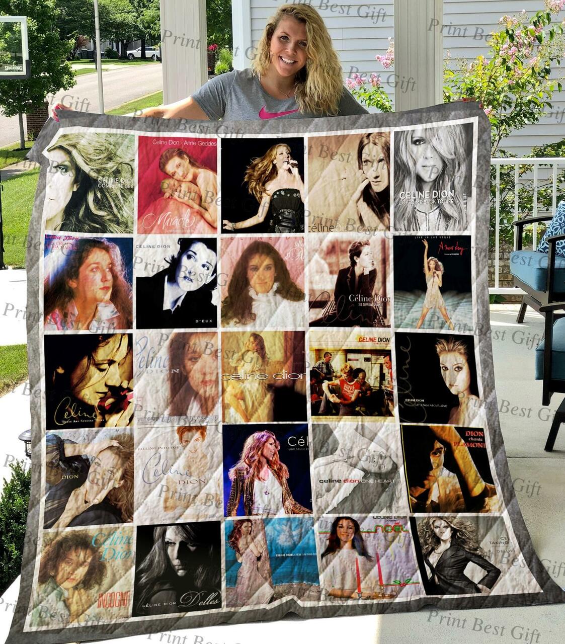 Celine Dion Personalized Quilt Blanket Bedding Set for Home Decoration and Gifts for Fans