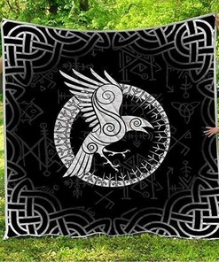 Celtic Raven Personalized Quilt Blanket Bedding Set, Ideal for Home Decoration and Family Gifts