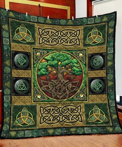 Celtic Tree Of Life Quilt Bed Set Blanket with Personalization, Suitable for Home Decor and Picnic, Gifts for Family