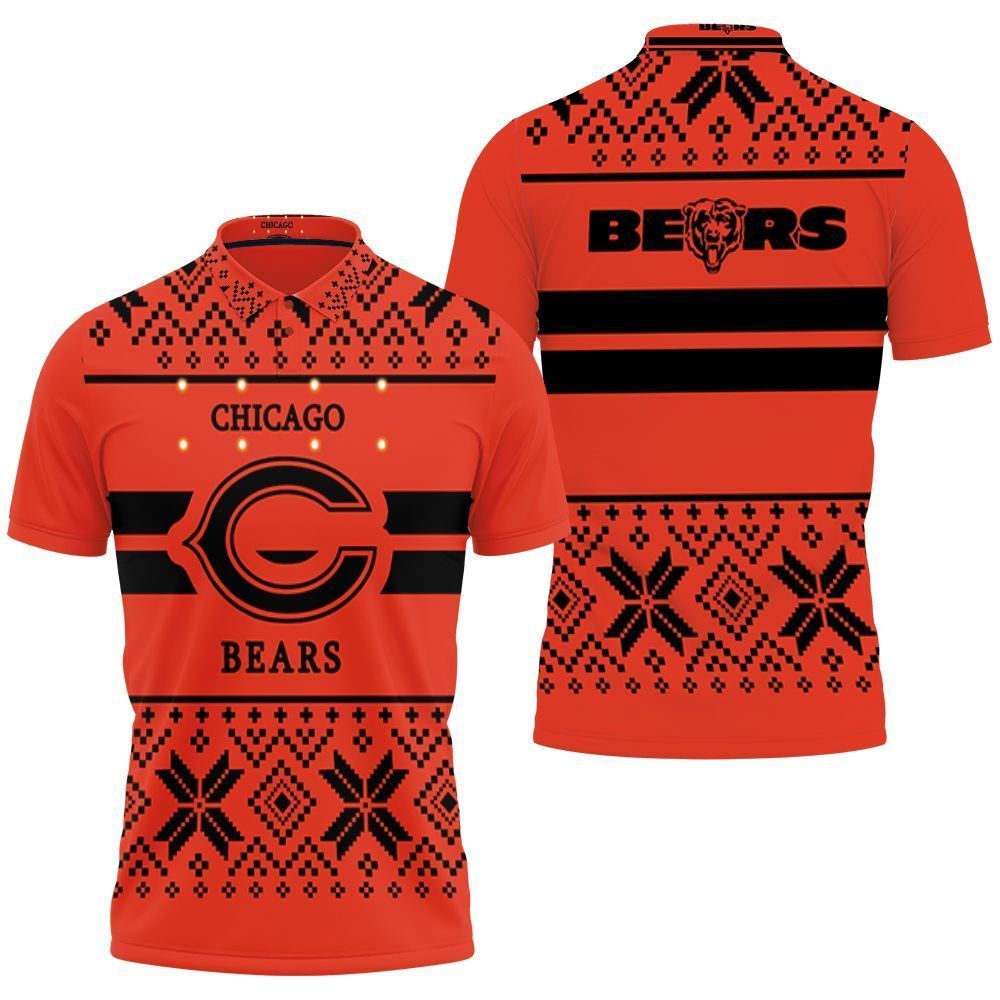 Chicago Bears Light Up Ugly Jersey 3D Polo Shirt
