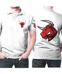 Chicago Bulls Basketball Classic Mascot Logo Gift For Bulls Fans White Polo Shirt