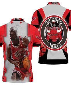 Chicago Bulls Logo Fire Ball Michael Jordan 23 Polo Shirt