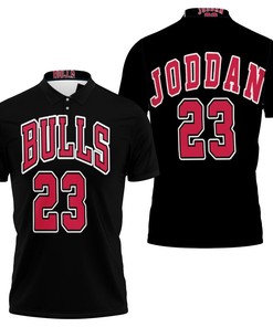 Chicago Bulls Michael Jordan 23 Nba Throwback Black Jersey Polo Shirt