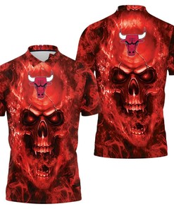 Chicago Bulls Nba Fans Skull Polo Shirt