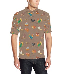 Chicken Happy Print Pattern Men Polo Shirt