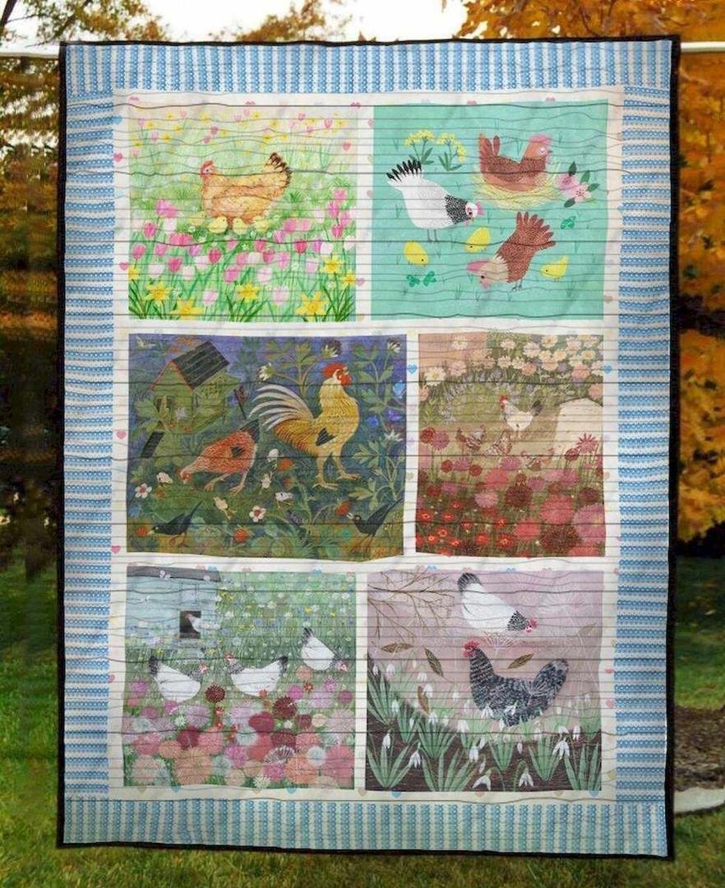 Chicken Life Quilt Blanket Bedding Set with Customizable Name, Ideal for Home Decoration and Family Gifts